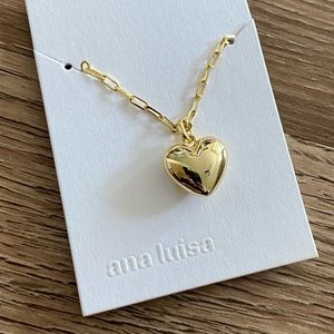 Ana Luisa Lev Heart Bubble Puffer Charm Gold Chain Necklace
